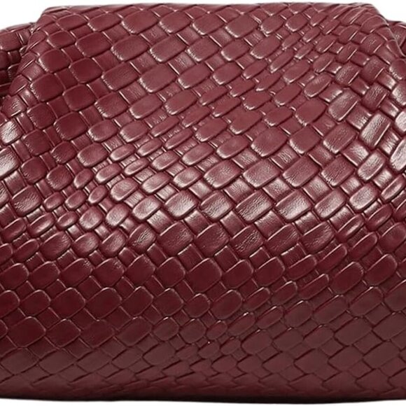 Women's Woven Evening Bag Dumpling Clutch Purse No Strap Handbags Elegant Faux P - Picture 1 of 7